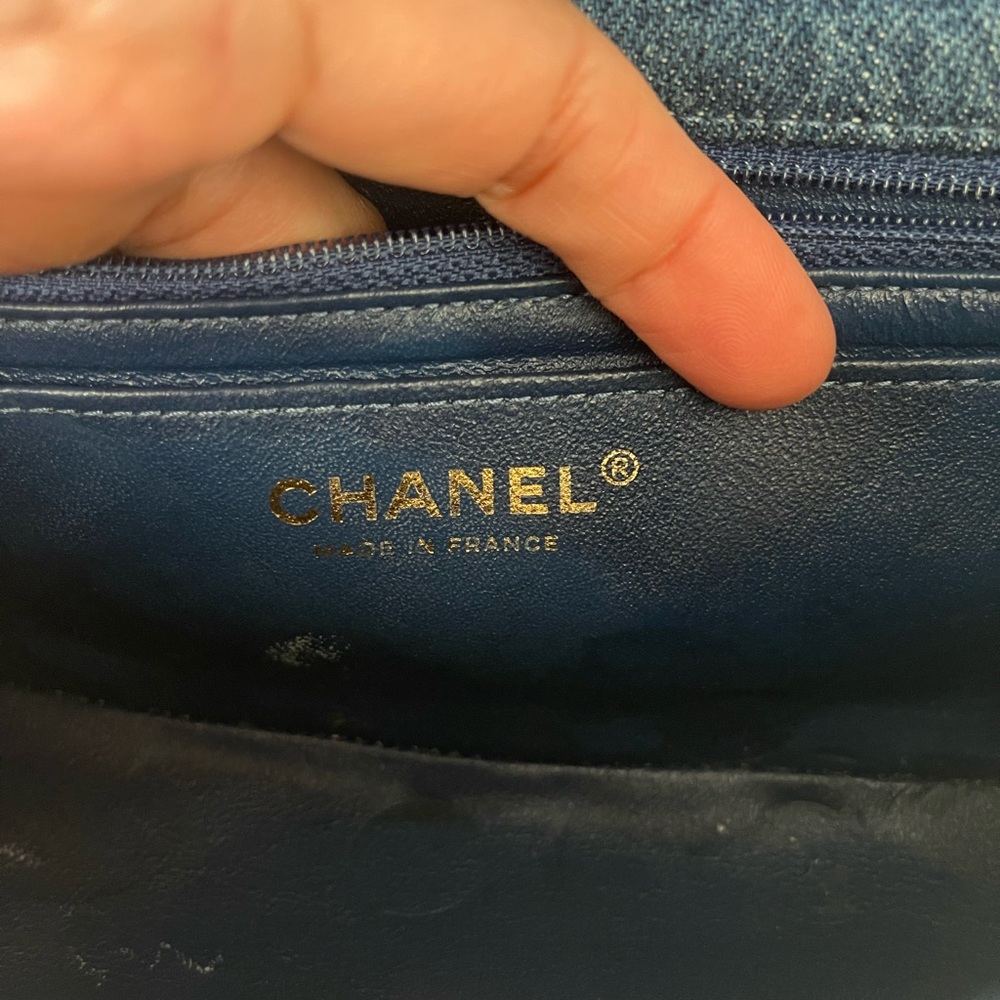 Chanel Blue and Gold Quilted Crossbody Bag Mini - Picture 11 of 15